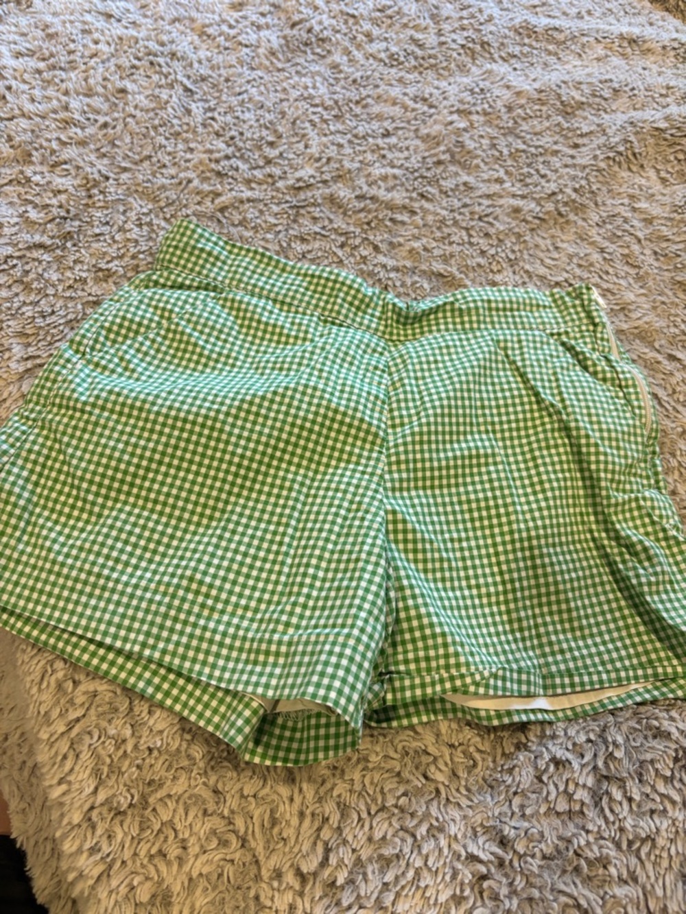 Janie and Jack Gingham Shorts Girls 12 Green Good Side Zip‎ Preppy Checkered